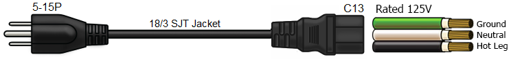 5-15p to c13 computer power cable