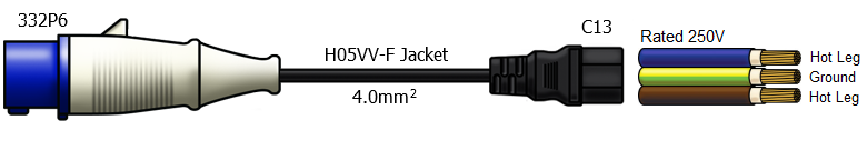 332P6 to C13 Power Cord