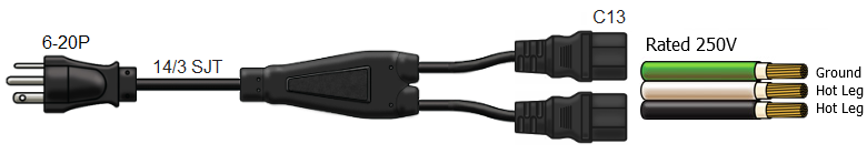 6-20 to C13 Splitter