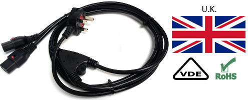 UK to locking C13 splitter cords