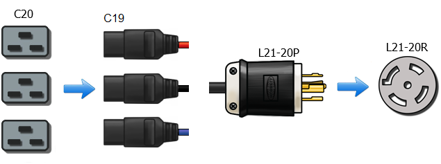 L21-20P to 3 x C19