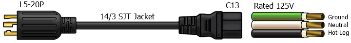 L5-20P to C13 Power Cord