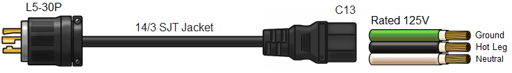 L5-30P to C13 Power Cord