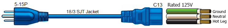 blue 5-15 power cord